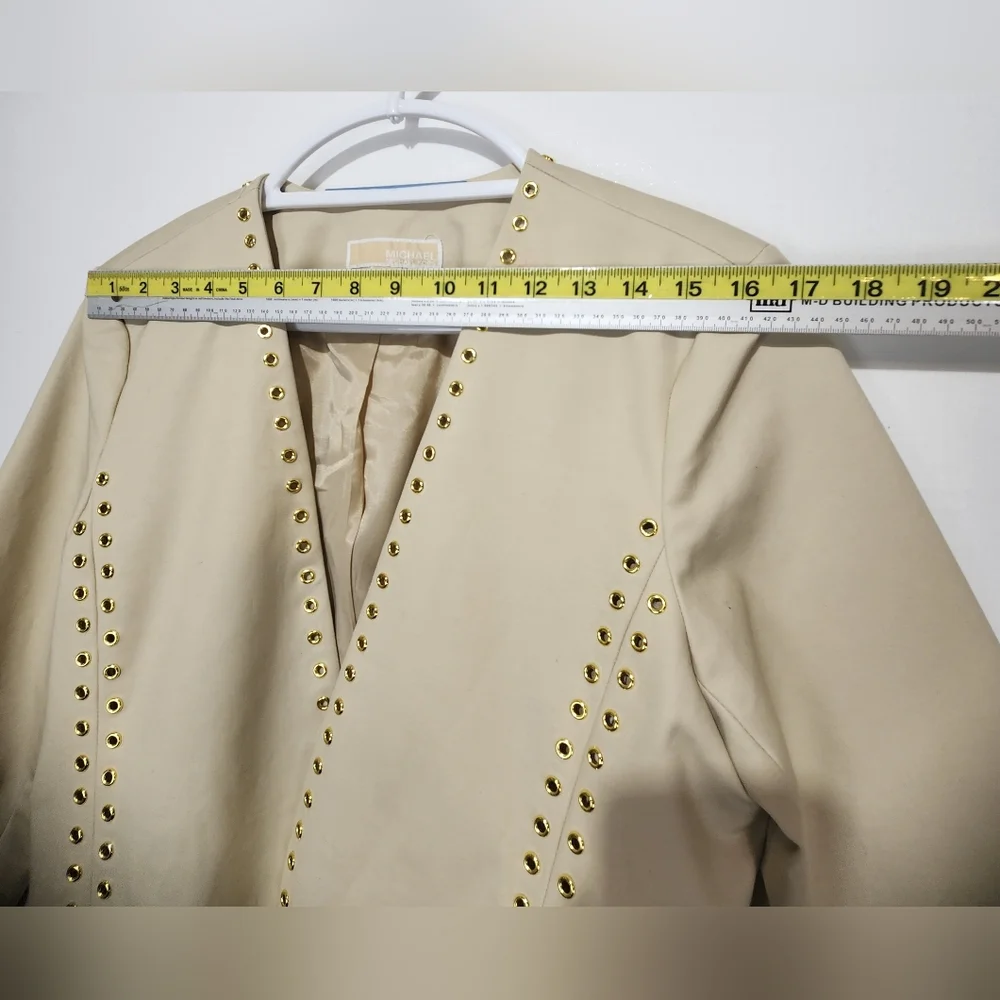 Michael Kors Women's Gold Grommet Cutaway Jacket Size 16 - Picture 4 of 10